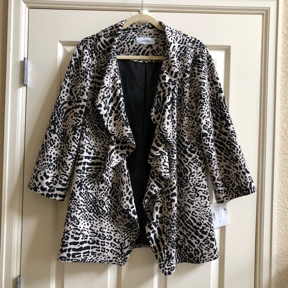 Calvin Klein leopard print ponte knit jacket NWT - Picture 2 of 9